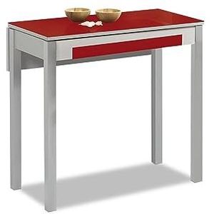 ASTIMESA Keukentafel, metaal, rood, 90 x 50 cm, uitgebreid 90 x 70 cm