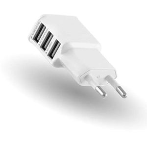 Shot Case USB-netadapter voor iPhone 11 Pro, drievoudige wandcontactdoos, 3 poorten, AC stroom, witte oplader (5 V-2 A) universeel