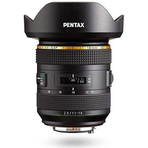 HD PENTAX-DA* 11-18 mmF2.8ED DC AW ultragroothoekzoomlens 17-27,5 mm (komt overeen met 35 mm formaat) weerbestendig (All Weather, AW) Extra scherpe, contrastrijke beelden vrij van strooilicht