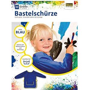 Idena 611185 - knutselschort voor kinderen van 7 tot 8 jaar met lange mouwen en klittenbandsluiting, in blauw, ideaal voor schilderen, knutselen, koken en modder