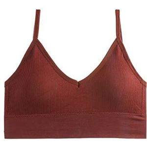 Dames Draadloze Sport BH Yoga BH Met Verwijderbare Pad Karamel Bruin Rood Comfortabel Ademend L Maat, Karamel kleur, Eén Maat