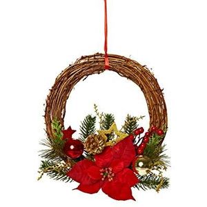 Heitmann Deco Deurkrans - kerstkrans - kerstdecoratie - rood, goud, groen - dennentakken - om op te hangen