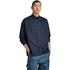 G-STAR RAW Heren Tp Bttn Down Oversized shirt met lange mouwen, meerkleurig (Rank Blue/Dk Black Oxford D23744-c895-g101), XXL