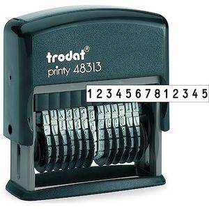 Trodat Printy 48313 zelfinktende nummerstempel met 13 cijferbanden, 3.8mm, stempelafdruk zwart