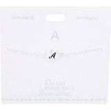 Depesche 4715-001 armband voor dames met letter A als hanger, verzilverd, variabel draagbaar in de lengte (15 - 20 cm), ideaal als cadeau voor je partner, (beste) vriendin, echtgenote