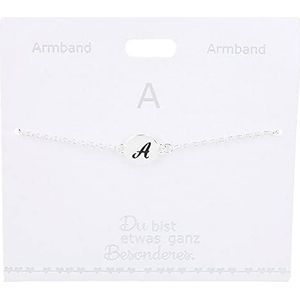 Depesche 4715-001 armband voor dames met letter A als hanger, verzilverd, variabel draagbaar in de lengte (15 - 20 cm), ideaal als cadeau voor je partner, (beste) vriendin, echtgenote
