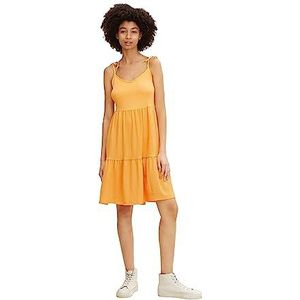 TOM TAILOR Denim Dames mini-jurk met volant 1031753, 11188 - Orange Bliss, L