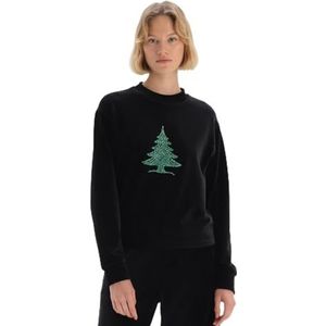 Dagi Dames Crew Neck Lange Mouwen Katoenen Sweatshirt, zwart, XS