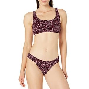 Amazon Essentials Dames ronde hals zwemmen crop top, baksteen rood luipaard, groot