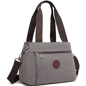 Kono Canvas handtas voor dames, vintage stijl, met handvat aan de bovenkant, multifunctioneel, voor werk, winkelen, grijs.
