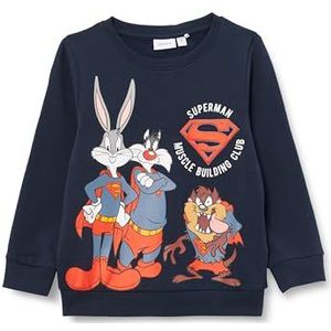 NAME IT Nmmnotus Looney Sweat Box Bru Wab Sweatshirt voor jongens, Dark Sapphire, 98 cm