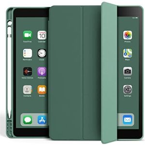 Hoes voor iPad 10,9 inch (Air 5e/4e generatie) met penhouder, intelligente beschermhoes met Auto Sleep/Wake, lichte Smart Case Cover (donkergroen)