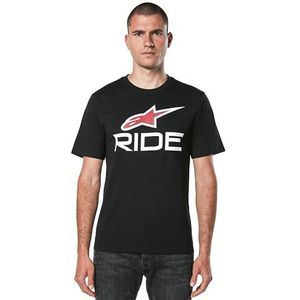 Alpinestars T-shirt voor heren, ronde hals, comfort regular fit, korte mouwen, sportieve stijl, Zwart/Wit/Rood, XXL