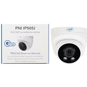 Videobewakingscamera PNI IP505J POE, 5MP, dome, 2,8 mm, voor buitengebruik, wit