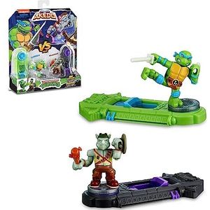 Akedo - Versus Pack Ninja Turtles met Leonardo vs Mutante Rocksteady, arcade-poppen, 2 figuren en 2 gevechtsbesturingen, verzamelspeelgoed, 4 jaar, beroemd (AKT00100)