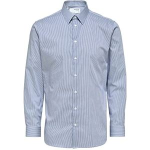 SELECTED HOMME Heren Slhslimnathan-Stripe Shirt Ls B Noos Shirt, Deep Ultramarine/Stripes: strepen, XL