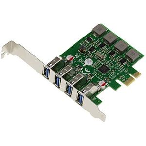 KALEA-INFORMATIQUE PCI Express PCIe naar USB 3.0-controllerkaart met 4 horizontale USB3 Type A-poorten en Via VLI VL805-chipset. Beugels voor laag en hoog profiel.