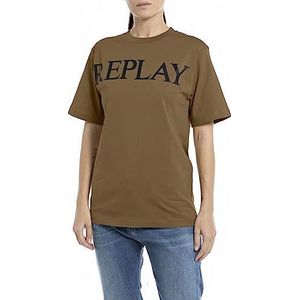 Replay T-shirt voor dames, regular fit, 238 legergroen, S