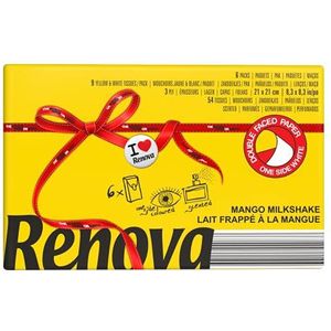 RENOVA Red Label MANGO Pocket Tissues 6 Packs Geel
