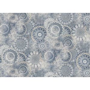 Rasch Behang 363029 - Fotobehang op vlies met bloemige cirkels in lichtblauw, blauwgrijs en wit uit de collectie Magicwalls - 2,65 m x 3,71 m (L x B)