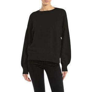 REPLAY Oversized trui voor dames, 098 Black, L