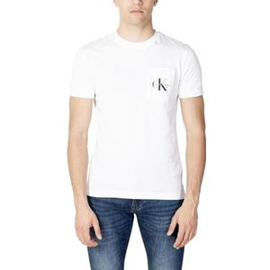 Calvin Klein Jeans Heren Core Monologo Pocket Slim Tee S/S T-shirts, Helder Wit, XS