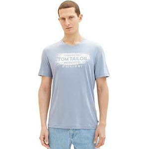 TOM TAILOR Heren T-shirt met logo-print, 11752 - Yonder Blauw, XL