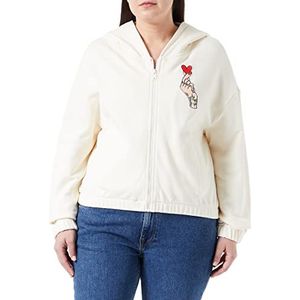 Love Moschino Dames Oversize met Hoodie in 100% Katoen Fleece Jacket, Cream, 38