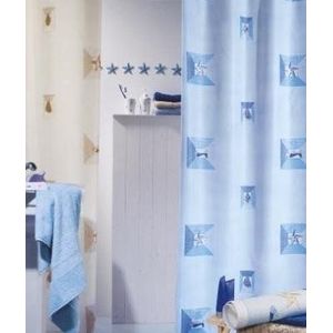 Spirella Gordijn textiel Elba hemelsblauw 180X200 1242539, wit, Estandar