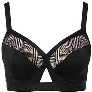 Ulla Popken Dames Soft-Bra, Wonder-Cross BH, zwart, 90C