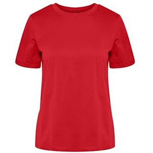 PIECES T-Shirt dames Pcria Ss Fold Up Solid Tee Noos Bc , rood (high risk red) , XS