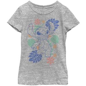 Disney Retro Tropical Tonal Stitch T-shirt voor meisjes, Sportief Heather, L