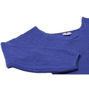 myMo Dames chique, verkorte gebreide trui met vierkante hals koningsblauw maat XS/S, koningsblauw, XS