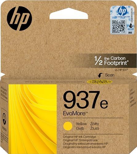 HP 937e EvoMore geel 4S6W8NE, originele cartridge met hoge capaciteit van 1650 pagina's, compatibel met OfficeJet Pro 9110, 9120, 9130, 9720 en 9730 printers