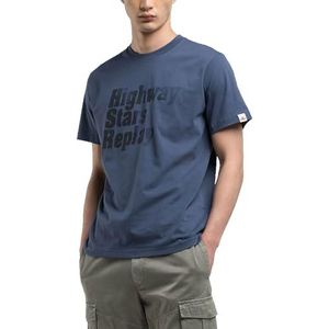 Replay Heren Regular Fit T-shirt van katoen, 282 Avion Blue, M