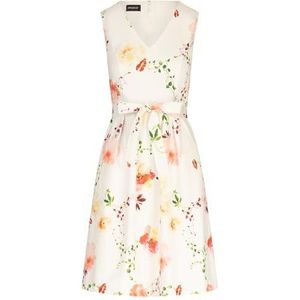 APART Fashion bedrukte satijnen jurk, Crème-multicolor, 34