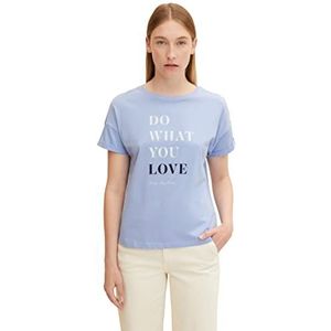 TOM TAILOR Dames T-shirt met opschrift 1034509, 12819 - Parisienne Blue, M