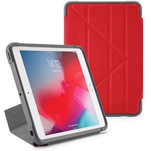 PIPETTO Origami Shield beschermhoes voor iPad Mini 5 (2019) / Mini 4, robuust, schokbestendig, met 5-in-1 standfunctie, automatische slaap-/wake-functie, rood