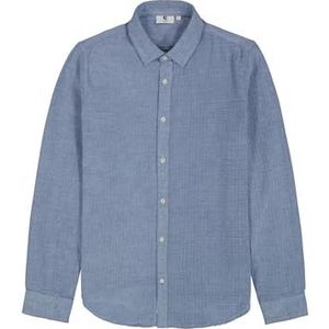 L31081_heren shirt ls, Hemd Heren, blauw (stone blue), S
