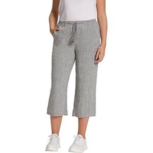 Ulla Popken Dames grote maten plus size 7/8 linnen broek, elastische tailleband, natuurlijk koel 803829, Lichtgrijs Mélang, 32W x 32L