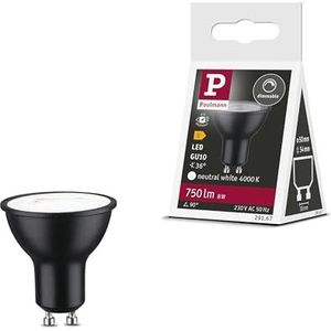 Paulmann 29167 standaard 230V LED Reflector GU10 750lm 8W 4000K dimbaar zwart mat 36° verlichtingsmiddel RAL9004