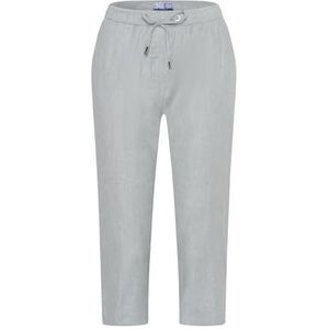 Raphaela by Brax Philippa Capri Slip voor dames, smokemanchetten, linnen stretch, slim broek, lichtgrijs, 40W x 32L