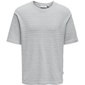 ONLY & SONS Heren Onsgivo Reg 12 Ss Crew Knit Noos, Glacier Gray, L