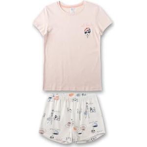 Sanetta Korte pyjama voor tieners, korte broek, 100% biologisch katoen, Hush Violet, 164 cm