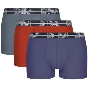 DIM Boxershorts voor heren, krachtige stijl, katoen, stretch, 3 stuks, schemering/chili/grijs, XL