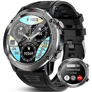 Smartwatch voor heren, 1,39 inch HD, met bluetooth-oproep, IP68, 100 + sportmodi, waterdicht, met activiteitstracker, SpO2, slaap, hartslag, stappenteller, weer, voor iOS Android, zwart