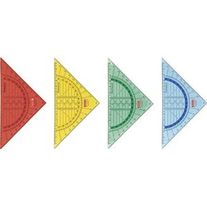 Brunnen 104975402 Geometrische driehoek/geodriehoek voor school en kantoor 16 cm, onbreekbaar, 4 verschillende kleuren)