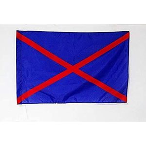 Blauwe karting vlag met twee rode diagonalen 90x60cm - Steward's vlag 60 x 90 cm Mantel voor paal - AZ FLAG