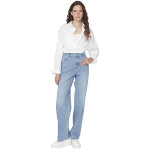 Trendyol Dames lage taille brede pijpen 90's wijde pijpen jeans, blauw,34, Blauw, 60