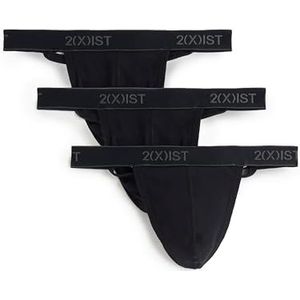 2(X) IST mens Essential Cotton Y-back Thong 3-pack Underwear, Black, X-Large US